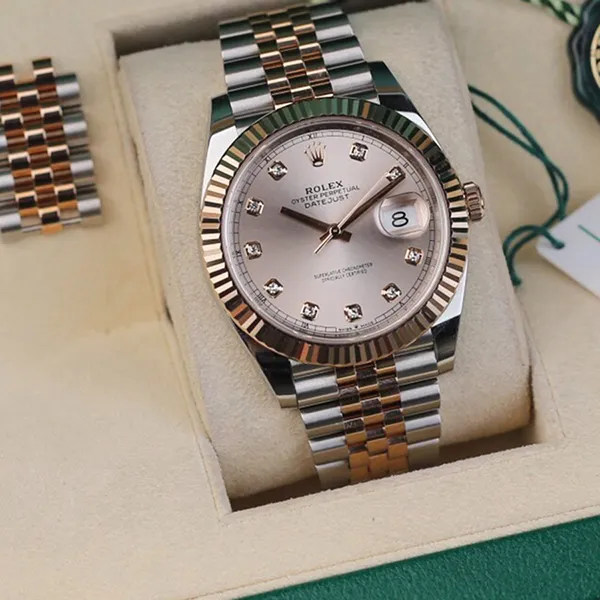 Đồng Hồ Nam Rolex Datejust 41mm Oystersteel And Everose Gold Sundust Diamond Dial 126331-0008 Màu Demi (Vàng Hồng -Bạc)