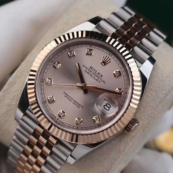 Đồng Hồ Nam Rolex Datejust 41mm Oystersteel And Everose Gold Sundust Diamond Dial 126331-0008 Màu Demi (Vàng Hồng -Bạc)