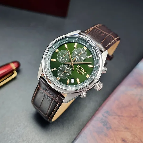 Đồng Hồ Nam Seiko Quartz Chronograph SSB385P1 Màu Nâu Bạc