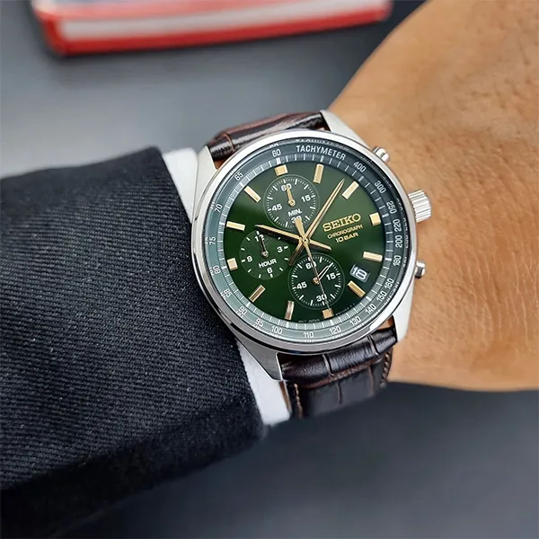Đồng Hồ Nam Seiko Quartz Chronograph SSB385P1 Màu Nâu Bạc
