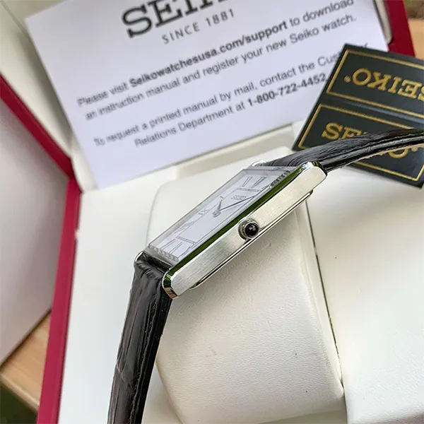Đồng Hồ Nam Seiko Tank Quartz SWR049 Màu Đen Bạc