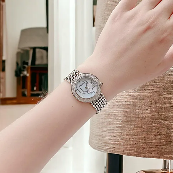 Đồng Hồ Nữ Bulova 96R209 Diamond Studded Steel Bracelet Quartz White MOP Dial Watch Màu Bạc - 1