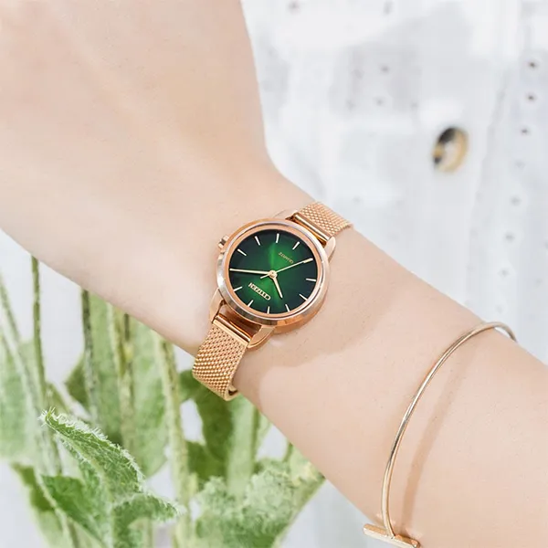 Đồng Hồ Nữ Citizen Quartz EQ3003-50W Màu Vàng Xanh Green
