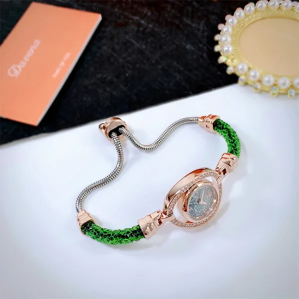 Đồng Hồ Nữ Davena Crystal l61625 Màu Vàng Hồng Xanh
