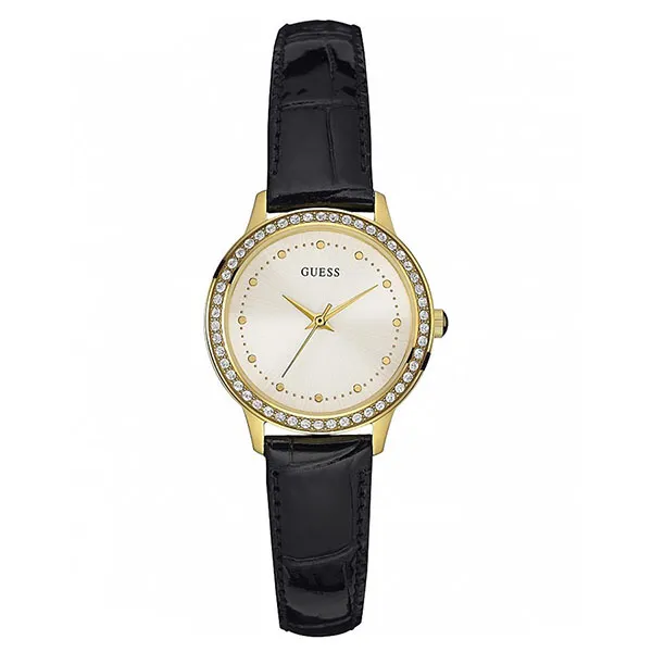 Đồng Hồ Nữ Guess Chelsea Quartz Crystal Leather Watch 30mm W0648L1 Màu Đen Vàng - Đồng hồ - Vua Hàng Hiệu