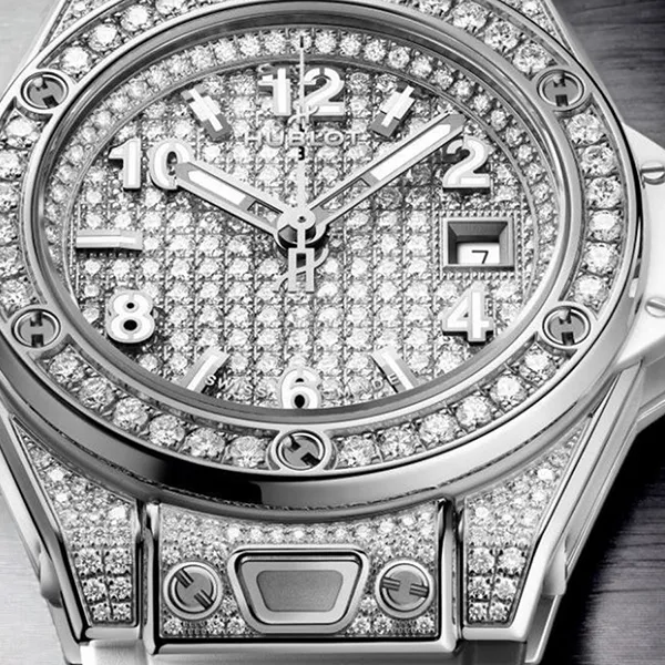 Đồng Hồ Nữ Hublot Bigbang Oneclick Steel White Full Pave 33mm 485.SE.9000.RW.1604 Màu Trắng Bạc
