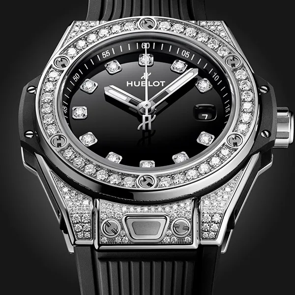 Đồng Hồ Nữ Hublot Oneclick 33mm Pave Diamond Màu Đen Trắng