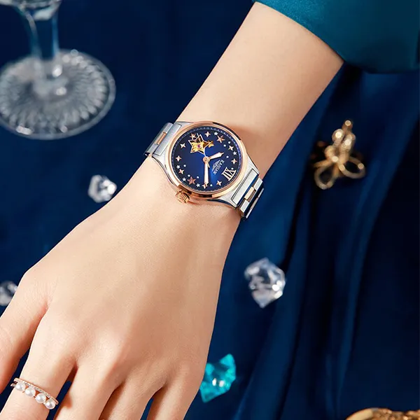 Đồng Hồ Nữ Kassaw Automatic K1009-2 Màu Bạc Xanh Đậm