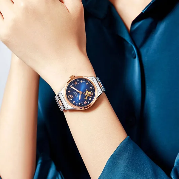 Đồng Hồ Nữ Kassaw Automatic K1009-2 Màu Bạc Xanh Đậm