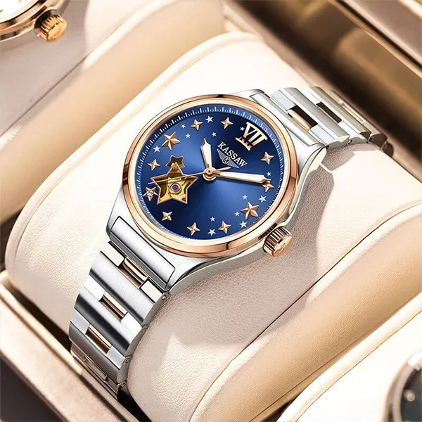 Đồng Hồ Nữ Kassaw Automatic K1009-2 Màu Bạc Xanh Đậm