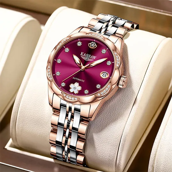 Đồng Hồ Nữ Kassaw Automatic K821-4 Màu Vàng Hồng Tím