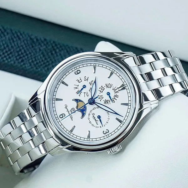 Đồng Hồ Nam Olympia Star Moonphase OPA98022-06MS-T Màu Bạc Trắng - Đồng hồ - Vua Hàng Hiệu