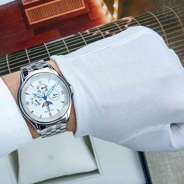Đồng Hồ Nam Olympia Star Moonphase OPA98022-06MS-T Màu Bạc Trắng - Đồng hồ - Vua Hàng Hiệu