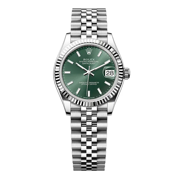 Đồng Hồ Nữ Rolex Datejust Dial 278274 Cọc Dạ Quang Màu Xanh Bạc