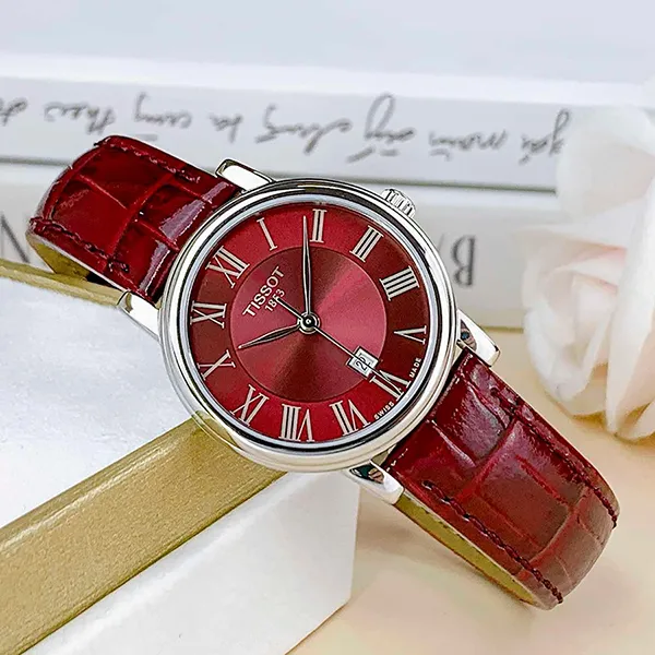 Đồng Hồ Nữ Tissot Carson Premium Quartz Red Dial Ladies Watch T122.210.16.373.00 Màu Đỏ Mận - Đồng hồ - Vua Hàng Hiệu