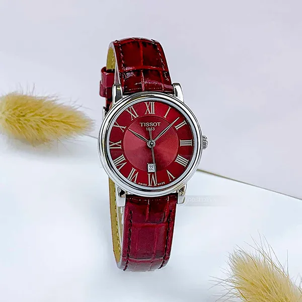 Đồng Hồ Nữ Tissot Carson Premium Quartz Red Dial Ladies Watch T122.210.16.373.00 Màu Đỏ Mận - Đồng hồ - Vua Hàng Hiệu