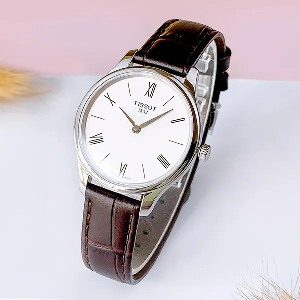 Đồng Hồ Nữ Tissot Tradition 5.5 Quartz Silver Dial T063.209.16.038.00 Màu Nâu Bạc - Đồng hồ - Vua Hàng Hiệu