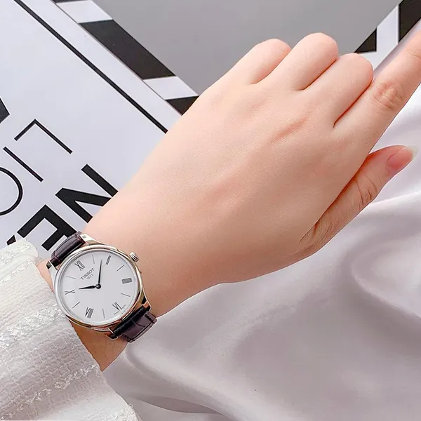 Đồng Hồ Nữ Tissot Tradition 5.5 Quartz Silver Dial T063.209.16.038.00 Màu Nâu Bạc - Đồng hồ - Vua Hàng Hiệu