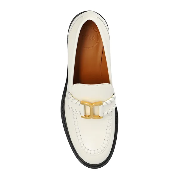 Giày Lười Nữ Chloé Marcie Pumps Leather Loafers Màu Trắng Size 35.5 - 4