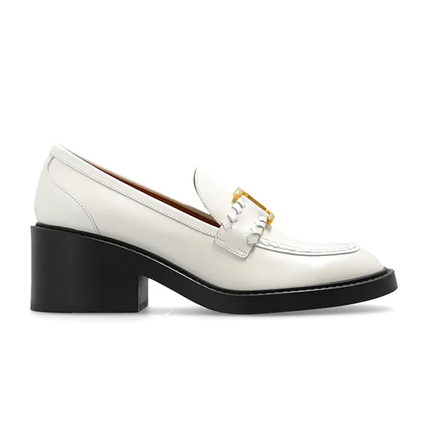 Giày Lười Nữ Chloé Marcie Pumps Leather Loafers Màu Trắng Size 35.5 - 3