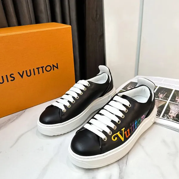 Giày Sneaker Nữ Louis Vuitton LV Monogram Leather Màu Đen Size 35