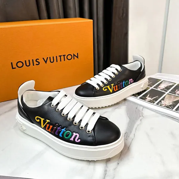 Giày Sneaker Nữ Louis Vuitton LV Monogram Leather Màu Đen Size 35