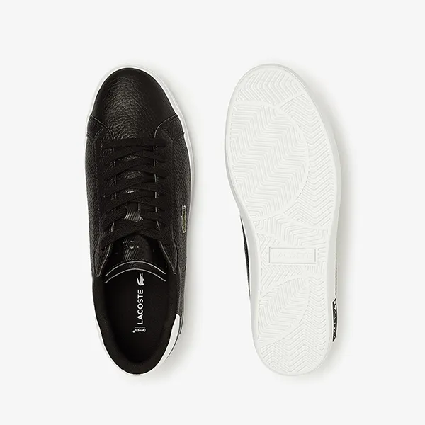 Giày Thể Thao Nam Lacoste Men's Powercourt Leather Trainers 41SMA0028 312 Màu Đen Size 40.5 - 3