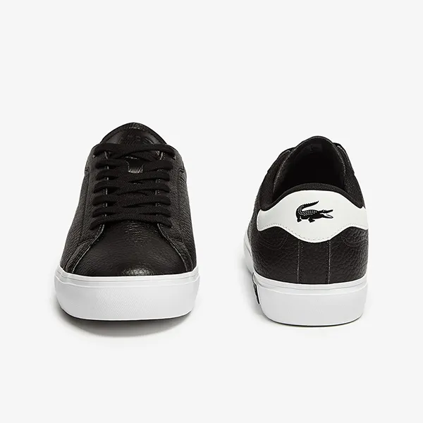 Giày Thể Thao Nam Lacoste Men's Powercourt Leather Trainers 41SMA0028 312 Màu Đen Size 40.5 - 4