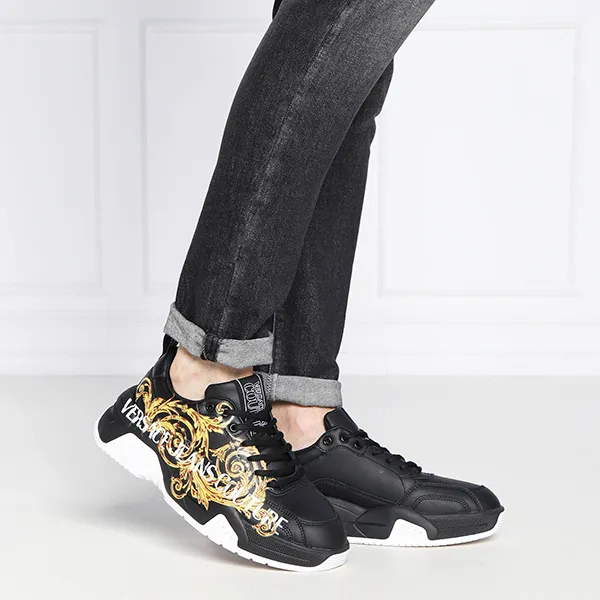 Giày Thể Thao Nam Versace Jeans Couture Fondo Stargaze 73YA3SF6 Màu Đen Họa Tiết Vàng Size 40