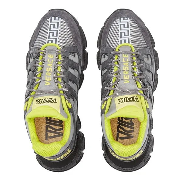 Giày Thể Thao Nam Versace La Greca Low-Top Sneakers GVSC03 Màu Xám Size 41