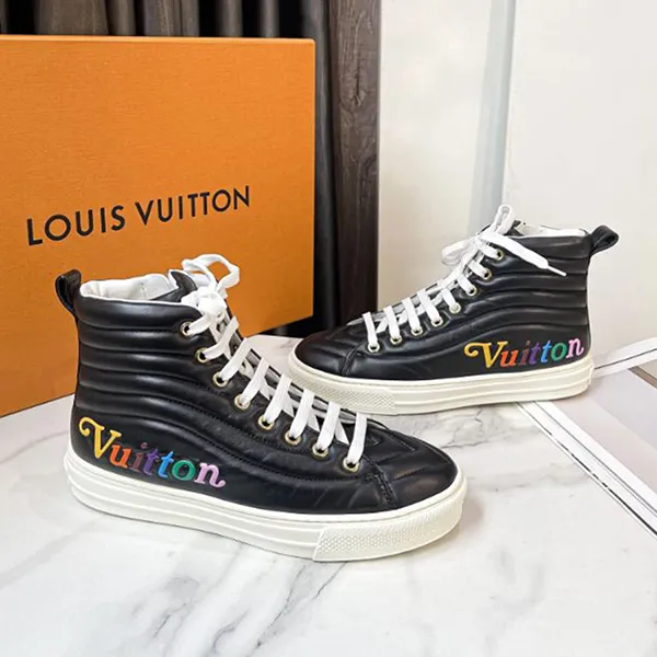 Giày Thể Thao Nữ Louis Vuitton LV Stellar Calfskin High Top Sports Shoes Black 1A5C5Y Màu Đen Size 35.5