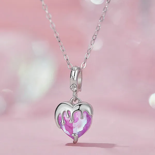 Hạt Vòng Charm Nữ Lili Jewelry Đính Đá CZ Cassandra LILI_085802 Trái Tim Tan Chảy Màu Bạc Phối Hồng
