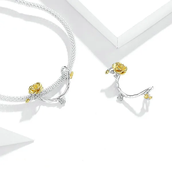 Hạt Vòng Charm Nữ Lili Jewelry Đính Đá CZ Câu Chuyện Cổ Tích Talia LILI_087443 Cành Mai Màu Vàng Bạc - Trang sức - Vua Hàng Hiệu
