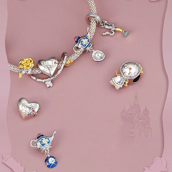 Hạt Vòng Charm Nữ Lili Jewelry Đính Đá CZ Câu Chuyện Cổ Tích Talia LILI_087443 Cây Nến Màu Vàng Bạc - Trang sức - Vua Hàng Hiệu