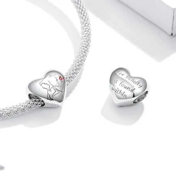 Hạt Vòng Charm Nữ Lili Jewelry Đính Đá CZ Câu Chuyện Cổ Tích Talia LILI_087443 Trái Tim Màu Bạc