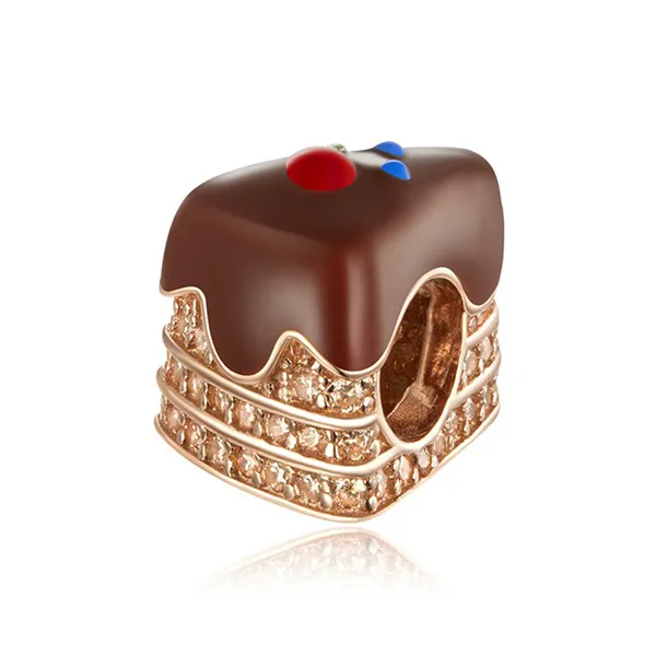 Hạt Vòng Charm Nữ Lili Jewelry Đính Đá CZ Chocolate LILI_084869 Bánh Ngọt Màu Nâu Vàng - Trang sức - Vua Hàng Hiệu