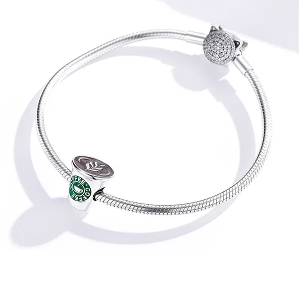 Hạt Vòng Charm Nữ Lili Jewelry Đính Đá CZ Chocolate LILI_084869 Cốc Cafe Màu Nâu Bạc - Trang sức - Vua Hàng Hiệu