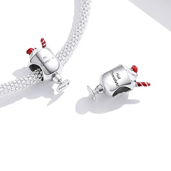 Hạt Vòng Charm Nữ Lili Jewelry Đính Đá CZ Chocolate LILI_084869 Ly Kem Màu Bạc