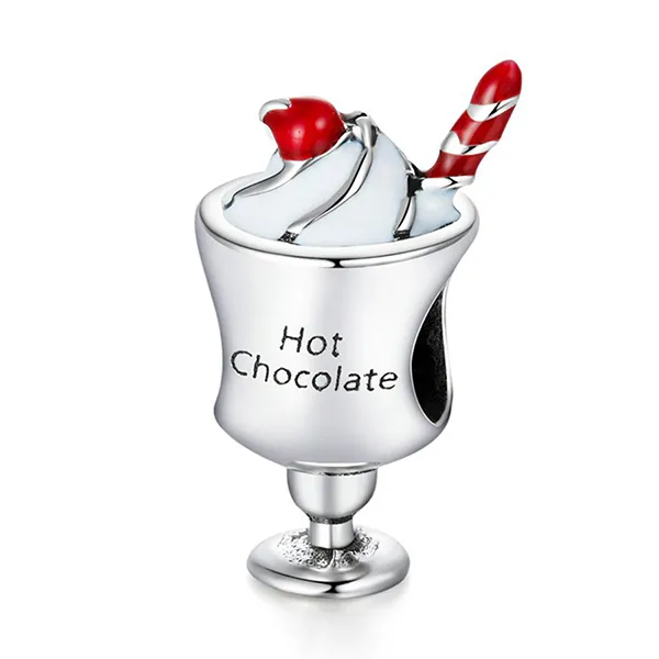 Hạt Vòng Charm Nữ Lili Jewelry Đính Đá CZ Chocolate LILI_084869 Ly Kem Màu Bạc
