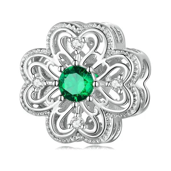 Hạt Vòng Charm Nữ Lili Jewelry Đính Đá CZ Cỏ 4 Lá May Mắn Daleyza LILI_088590 1 Màu Xanh Bạc