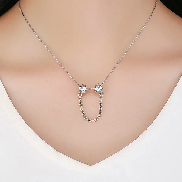 Hạt Vòng Charm Nữ Lili Jewelry Đính Đá CZ Dạng Chuỗi Dây Skylar LILI_085019 Tình Yêu Vĩnh Cửu Màu Bạc