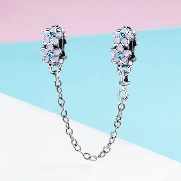 Hạt Vòng Charm Nữ Lili Jewelry Đính Đá CZ Dạng Chuỗi Dây Skylar LILI_085019 Chuỗi Hoa Màu Bạc Tím