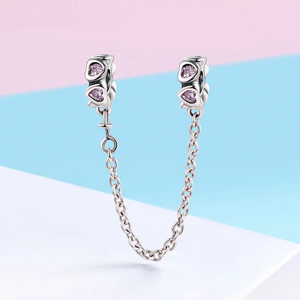 Hạt Vòng Charm Nữ Lili Jewelry Đính Đá CZ Dạng Chuỗi Dây Skylar LILI_085019 Chuỗi Trái Tim Màu Bạc