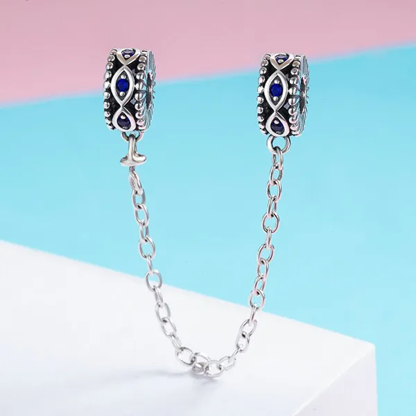 Hạt Vòng Charm Nữ Lili Jewelry Đính Đá CZ Dạng Chuỗi Dây Skylar LILI_085019 Vô Cực Màu Xanh Bạc