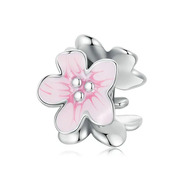 Hạt Vòng Charm Nữ Lili Jewelry Đính Đá CZ Hình Bông Hoa Anh Đào Jany LILI_089626 1 Màu Bạc Phối Hồng