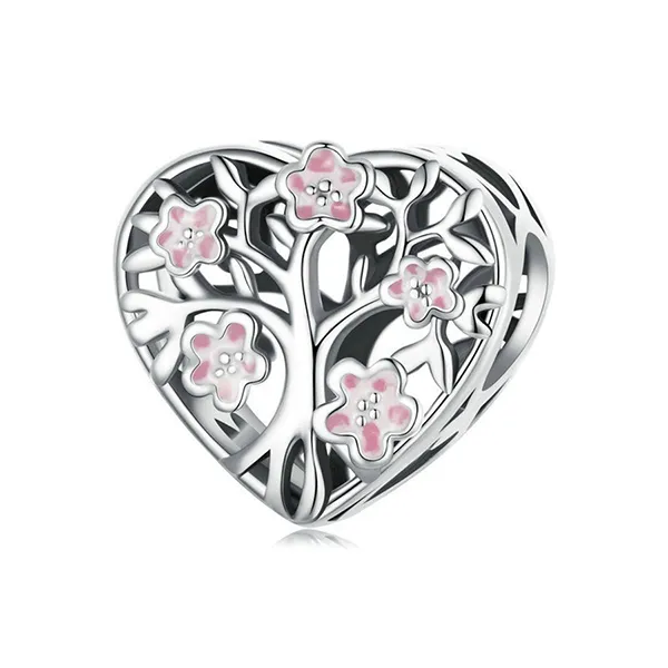 Hạt Vòng Charm Nữ Lili Jewelry Đính Đá CZ Hình Bông Hoa Anh Đào Jany LILI_089626 2 Màu Bạc Phối Hồng