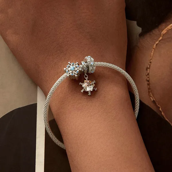 Hạt Vòng Charm Nữ Lili Jewelry Đính Đá CZ Hình Bông Hoa Tuyết Aviana LILI_086892 3 Màu Xanh Bạc - Trang sức - Vua Hàng Hiệu