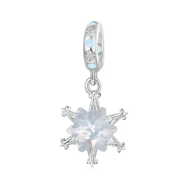 Hạt Vòng Charm Nữ Lili Jewelry Đính Đá CZ Hình Bông Hoa Tuyết Aviana LILI_086892 1 Màu Xanh Bạc
