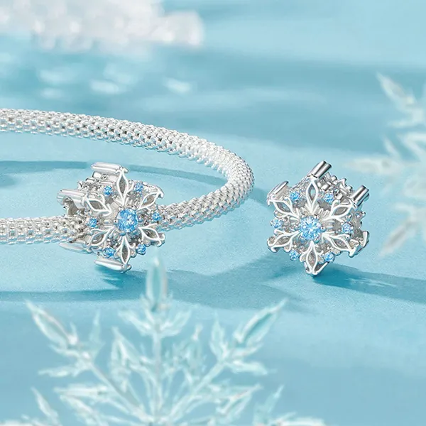 Hạt Vòng Charm Nữ Lili Jewelry Đính Đá CZ Hình Bông Hoa Tuyết Aviana LILI_086892 3 Màu Xanh Bạc - Trang sức - Vua Hàng Hiệu