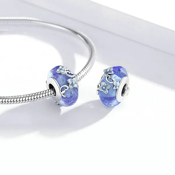 Hạt Vòng Charm Nữ Lili Jewelry Đính Đá CZ Hình Hoa Cẩm Tú Cầu Aitana LILI_087513 6 Màu Xanh Bạc